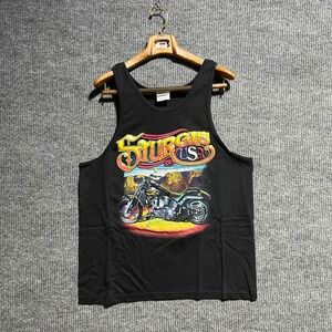 Vintage Hanes Tank Top Mens Large Black Sturgis USA Motorcycle Graphic Biker Tee